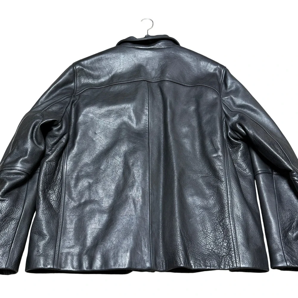 Calvin Klein‎ Black Leather Jacket Men's XXL Soft Quilt Lined Classic